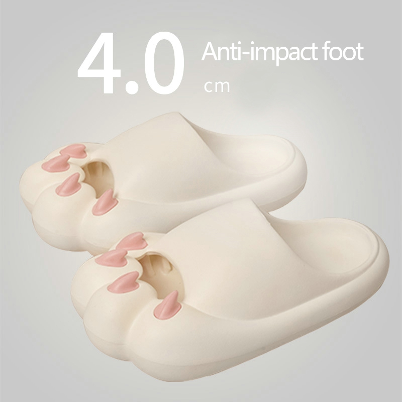 Süße Katzenpfoten-Hausschuhe, 4 cm dick, Plattform, Damen-Innen-Badezimmer-Rutschen, Damen 2023 Sommerschuhe, weiche Eva-Mädchen-Strand-Flip-Flops_voghion.com