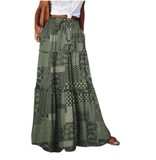 Gonna lunga a vita alta, nuova gonna casual ampia da donna_voghion.com