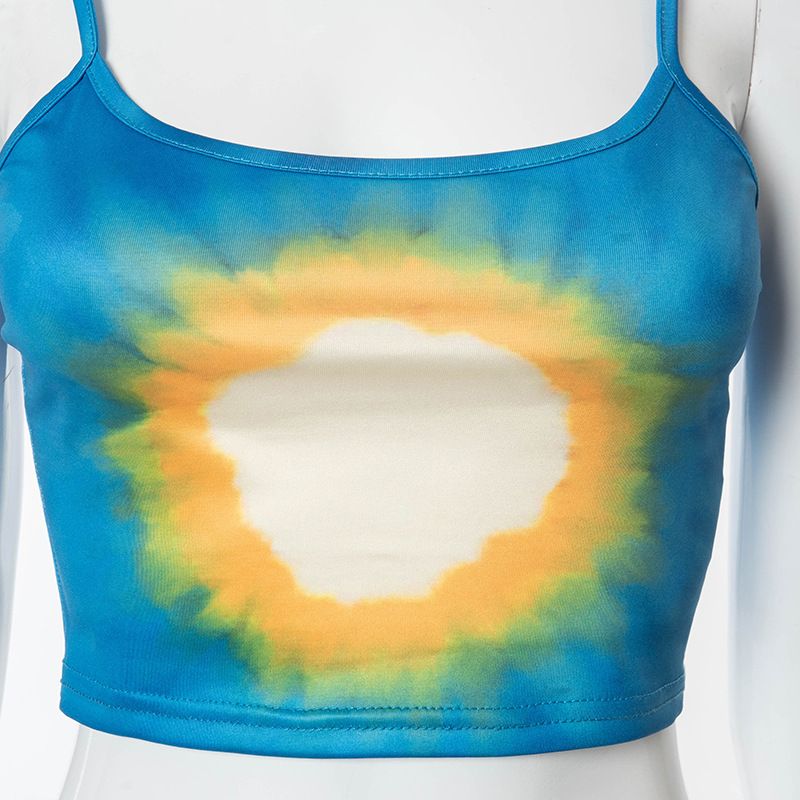 Nine plus nine M21TP197 new printed sleeveless suspender with exposed navel, slim fit, fresh and sweet solid color top_voghion.com