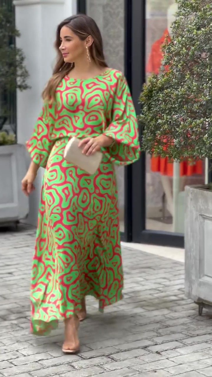 Feminino solto estampado manga longa top cintura alta tamanho grande saia longa terno_voghion.com