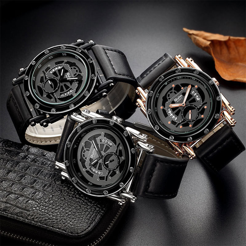 OULM Brand Watches Men Leather Date Quartz Wrist Watch 3399_voghion.com