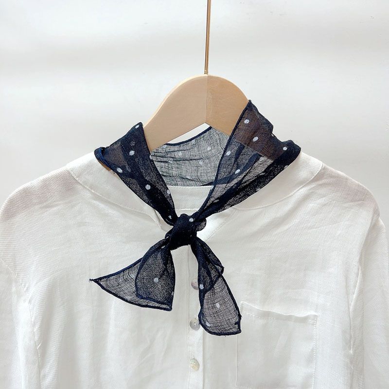 Sciarpa di seta piccola per protezione del collo estiva da donna, versatile, artistica, in puro lino, con effetto rugiada e colori originali_voghion.com