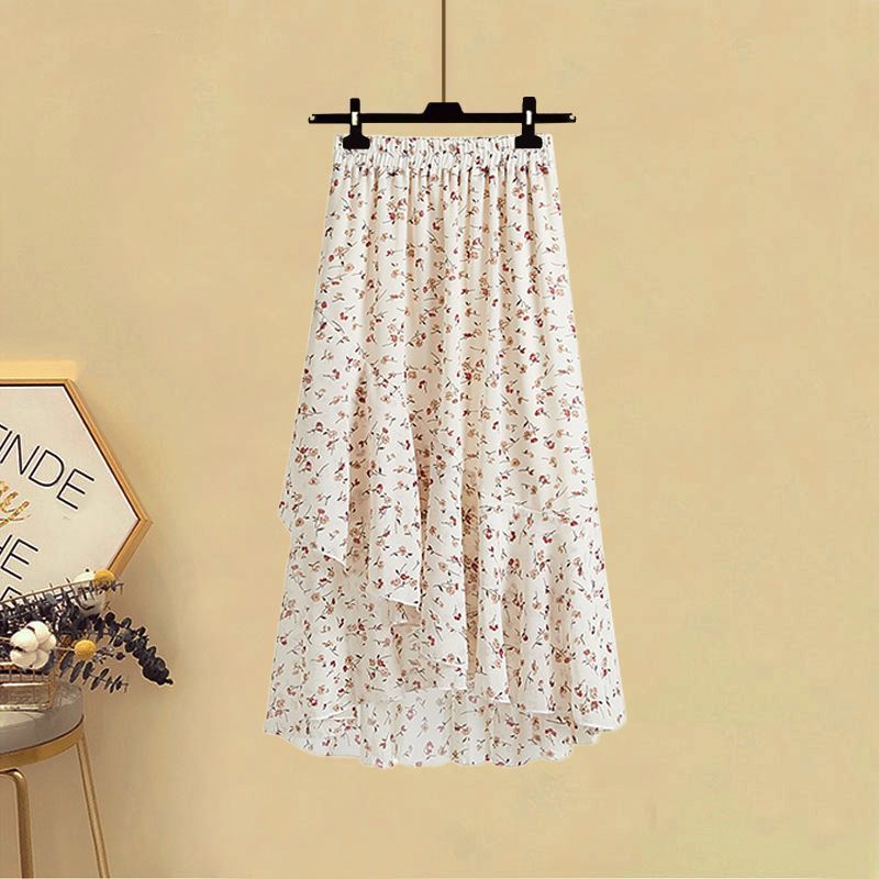 Vêtements pour femmes, costume d'été pour grosses filles, t-shirt en mousseline de soie, jupe taille haute, costume deux pièces_voghion.com