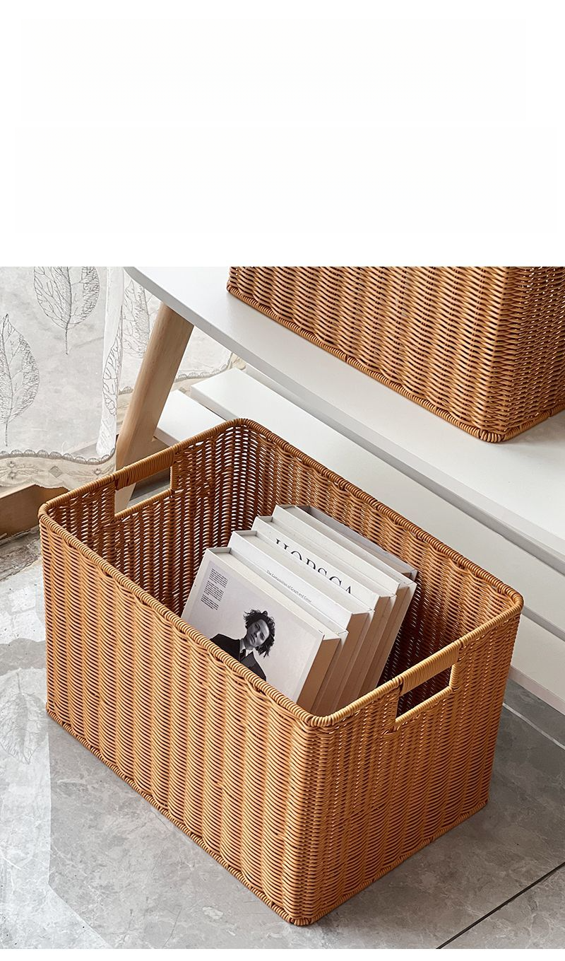 Extra großer Aufbewahrungskorb aus Rattangewebe für Zuhause, Schrank, Badezimmer, Hotel, Wäsche, Auto_voghion.com