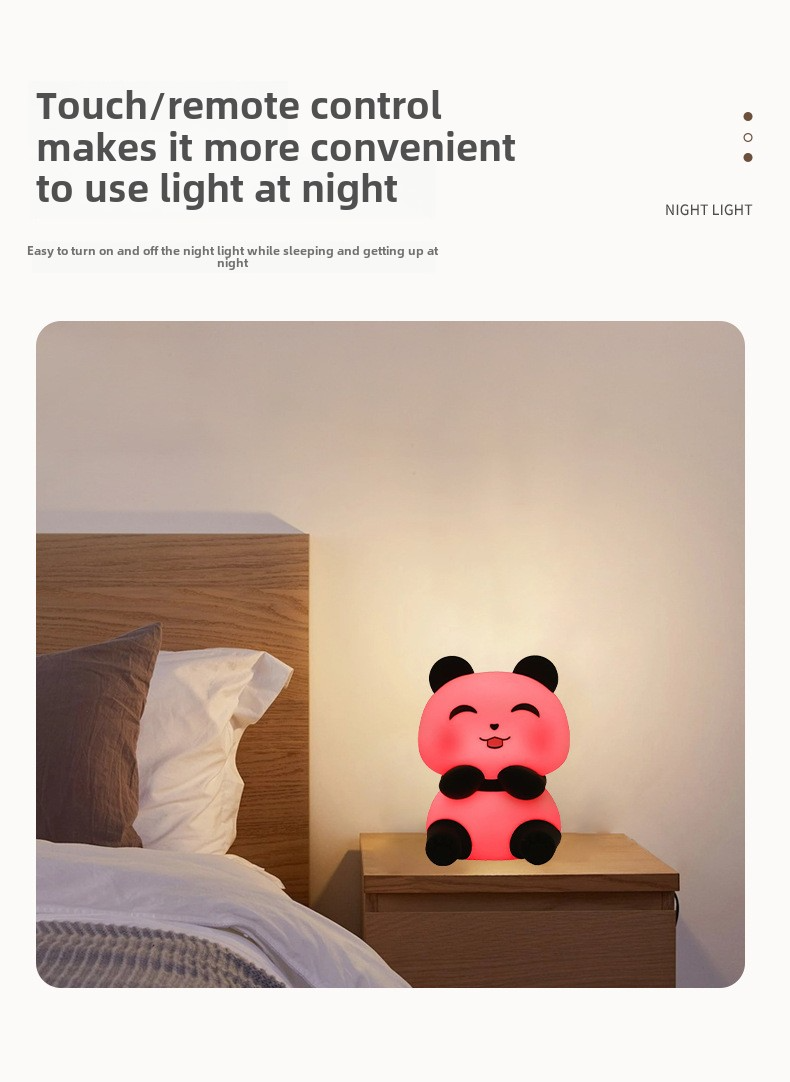 Tuan Silikon USB Aufladen Bettkopf Atmosphäre Geschenk Panda Nachtlicht_voghion.com