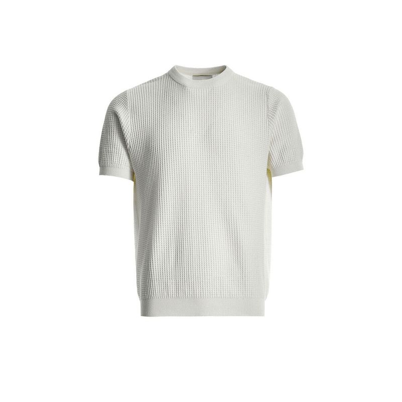 Herrenbekleidung Herren Retro Waffelstruktur Schulter Fitness Gestricktes Kurzarm-T-Shirt Casual_voghion.com
