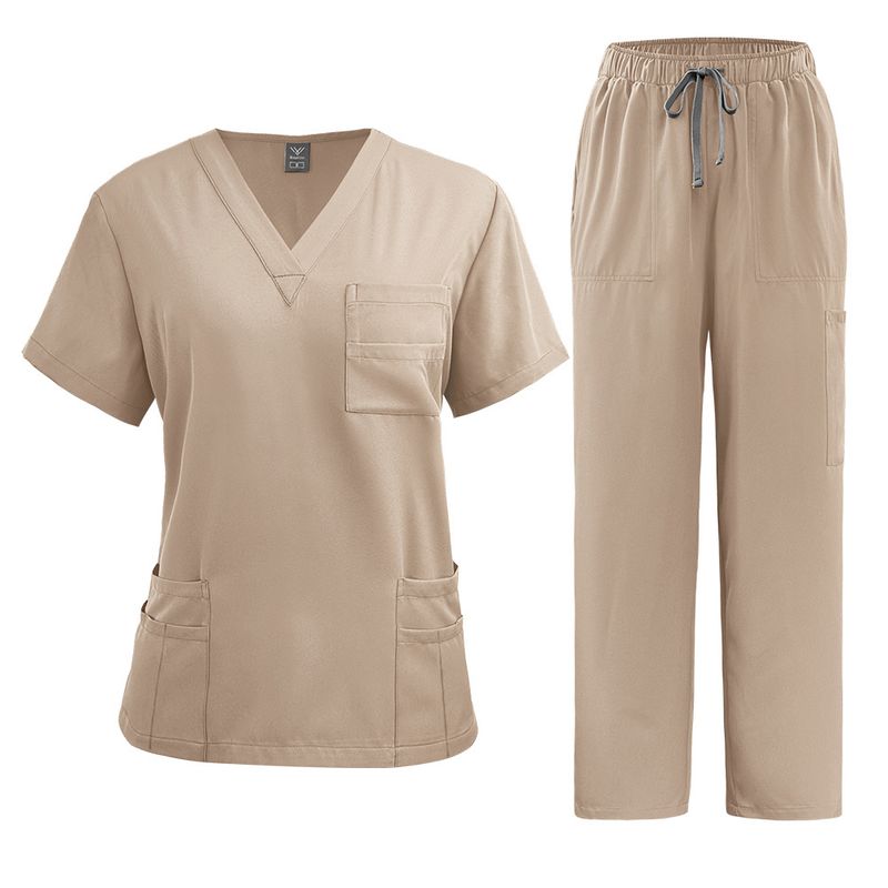 Women's Clothing Meoexin Nurse Uniform V Neck Suit Casual Thin Double Layer Pocket Quick Drying Doctor Hand Washing Clothes Hand Washing Clothes_voghion.com