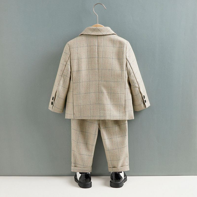 Traje pequeño para niños, traje de tres piezas para niños con flores de primavera y otoño, estilo británico_voghion.com