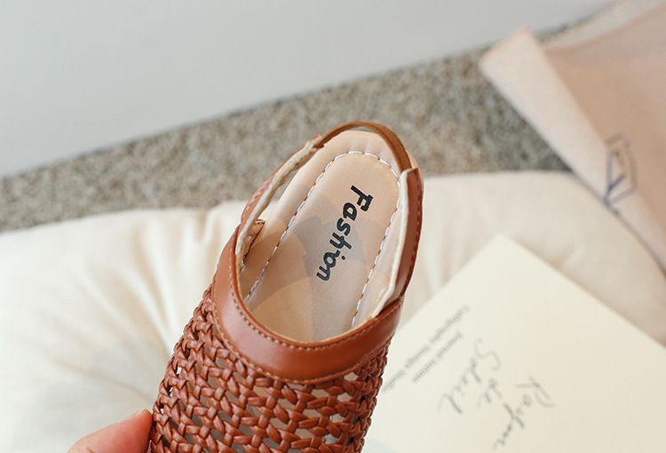 Children's Shoes Girls Braided Sandals Summer New Fashion Grandma Shoes Soft Sole Children's Hollow Toe Roman Shoes_voghion.com