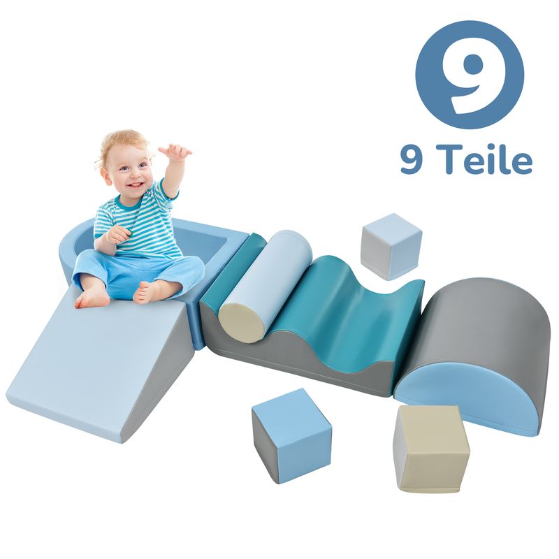 Ensemble de blocs de jeu et d'escalade TLG 9 pièces pour enfants – Blocs de construction souples et colorés avec marches, toboggan et piscine à balles pour tout-petits et enfants d'âge préscolaire – Balles non incluses_voghion.com