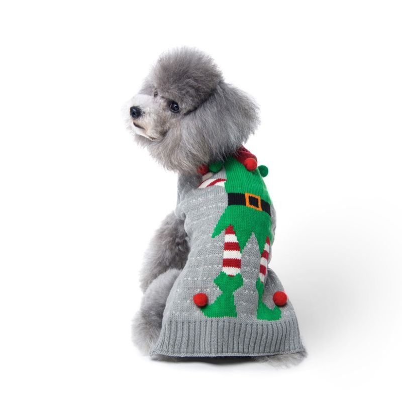 Hund Frühling und Herbst Teddy Pudel Welpen Pullover Neujahr Haustier Kleidung Rentier Weihnachten Outfit_voghion.com