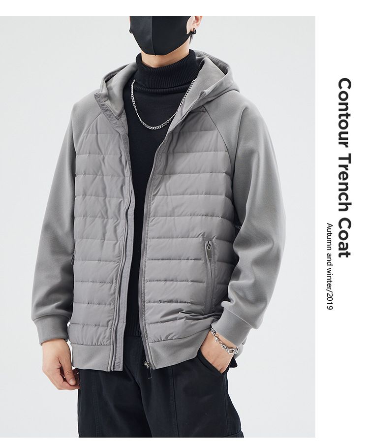Leichte Steppjacke – Slim-Fit Kapuzenmantel für Herren (Schwarz/Grau/Weiß)_voghion.com