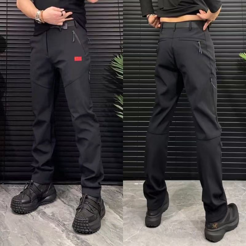 001 In Stock Softshell 2025 Autumn New Athlete Red Flag Outdoor Windproof Straight Men's Pants_voghion.com