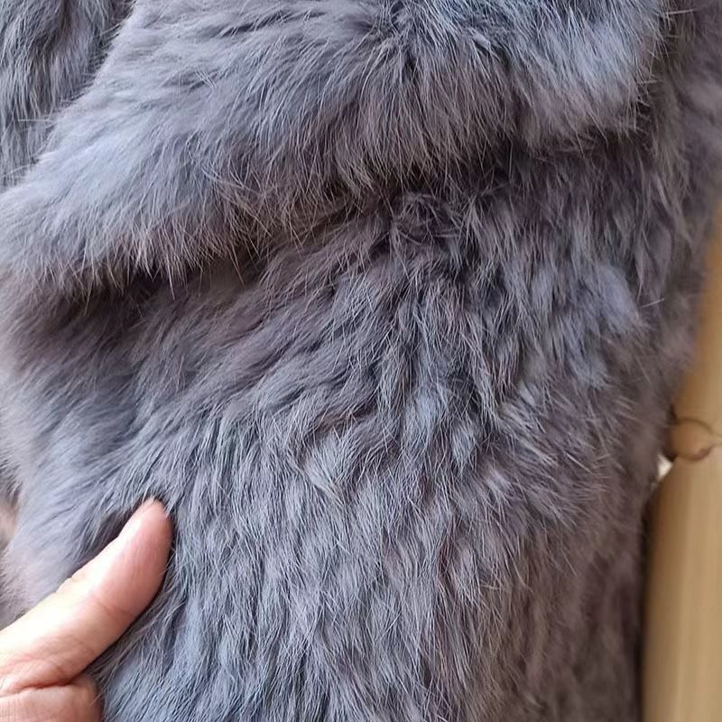Strickweste aus Kaninchenfellimitat – Ärmelloser Staubmantel mit Fransen (M-XL Boho Luxe)_voghion.com