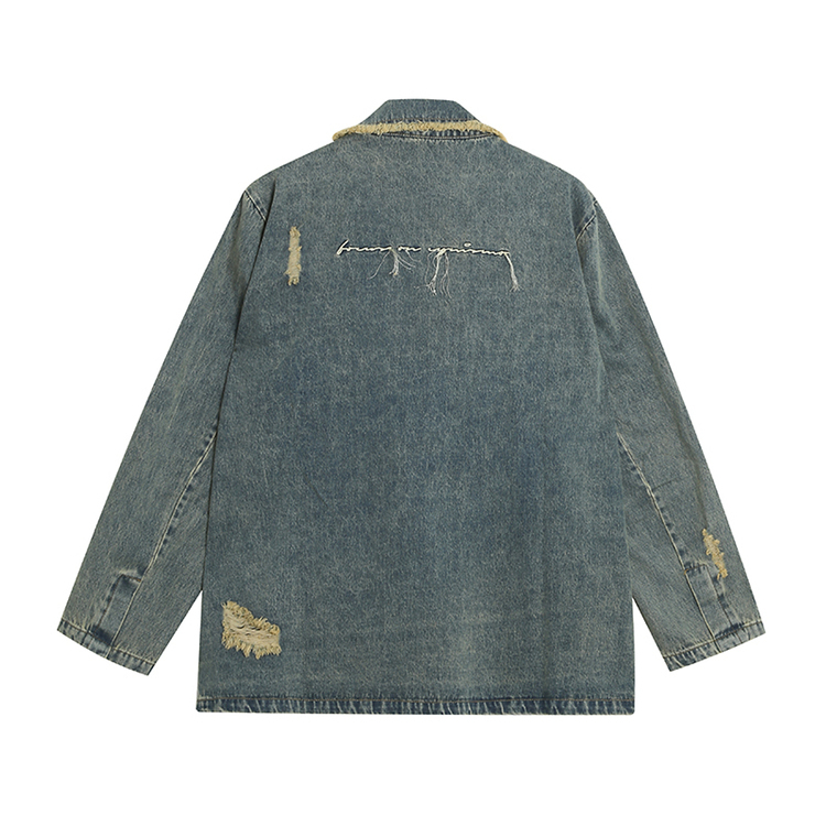 Fall Winter Streetwear Long Sleeve Notched Demin Blazer Women Oversize Distressed Ladies Suit Blazers Female Cowboy Coat_voghion.com