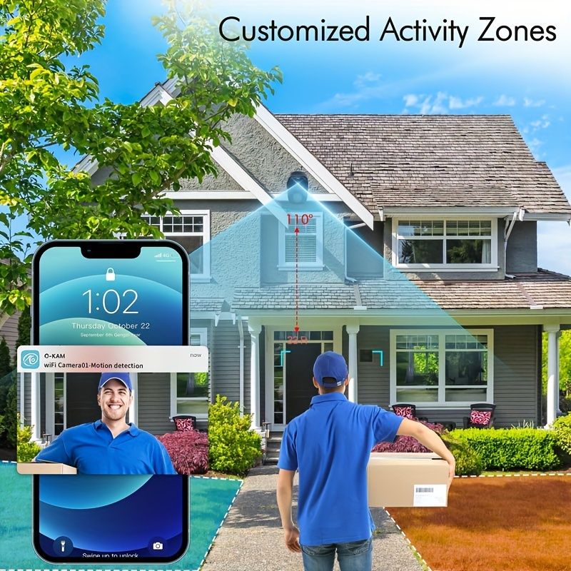 2 Sets Of Wireless Outdoor Solar Cell Security Cameras, 3MP Night Vision With Spotlight, Wireless Battery Solar Power, Body Detection, With Solar Pane_voghion.com