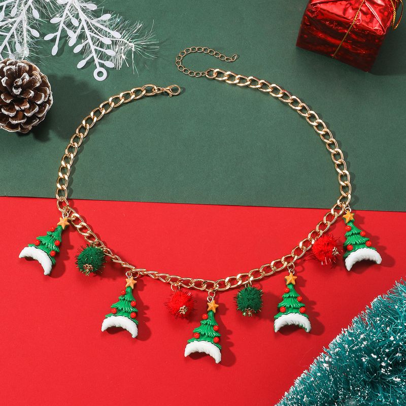 Collier mignon en forme de Père Noël, bonhomme en pain d'épices, arbre de Noël, cloche, bijoux pour femmes_voghion.com