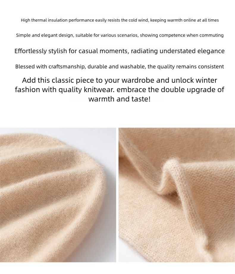 Bonnet décontracté en maille sans bord pour femme, idéal pour le ski, le vélo et les activités de plein air en hiver. Bonnet chaud en cachemire à la coupe ample._voghion.com