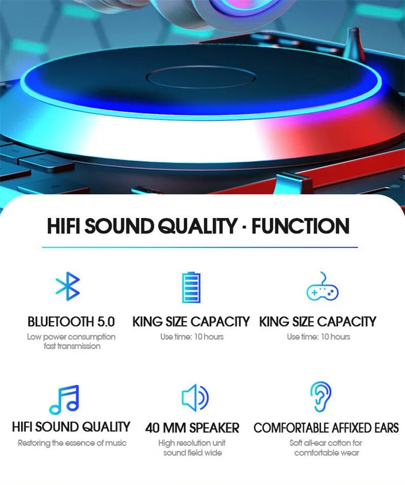 Ασύρματο ακουστικό Bluetooth Πτυσσόμενα ακουστικά HiFi Stereo ακουστικά με υποστήριξη μικροφώνου Κάρτα SD FM για Xiaomi Iphone_voghion.com