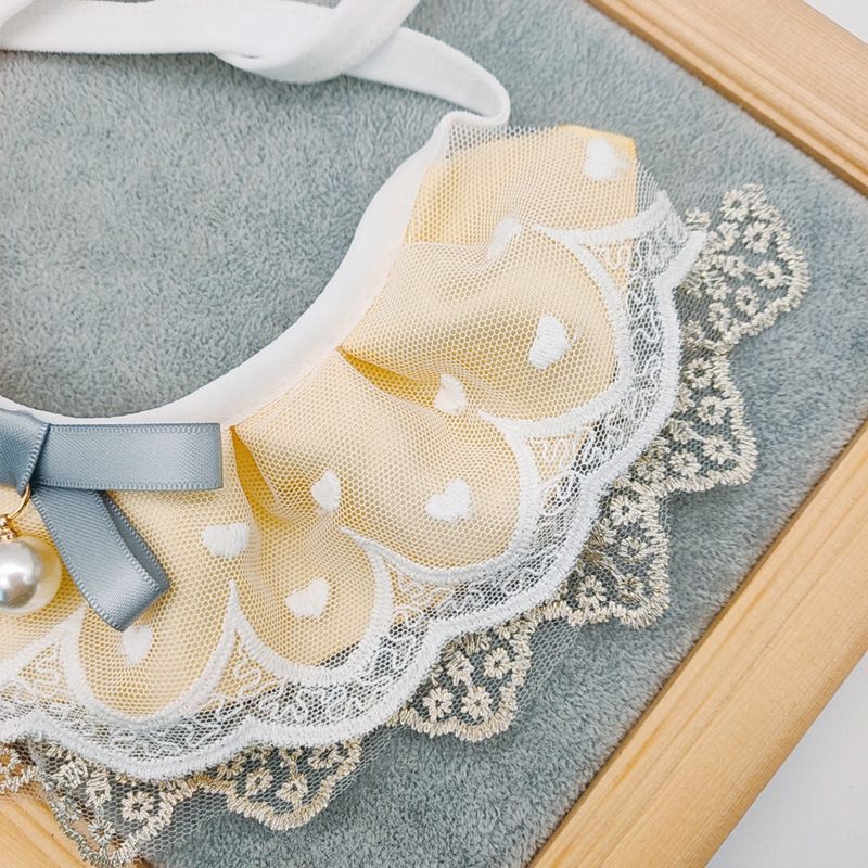 Pet Accessories Drool Towel Cat Bib Lace Pearl Pendant Dog Collar Neckband Adjustable_voghion.com