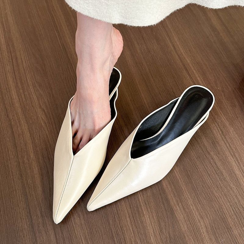 Super Slimming Pointed Toe For Women, Outdoor Wear, Spring/Summer 2025, Thin Heel Mules_voghion.com