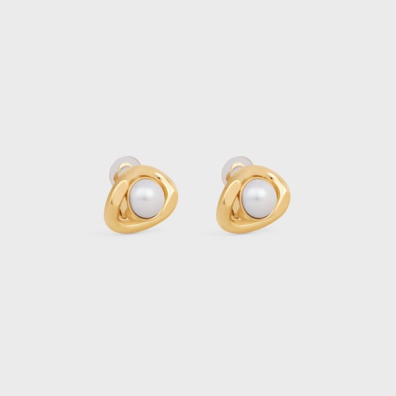 Gioielli da donna - Eleganti orecchini in ottone con perle cave irregolari placcati in oro 18 carati, design minimalista con clip, semplici orecchini a clip con perle da indossare tutti i giorni_voghion.com