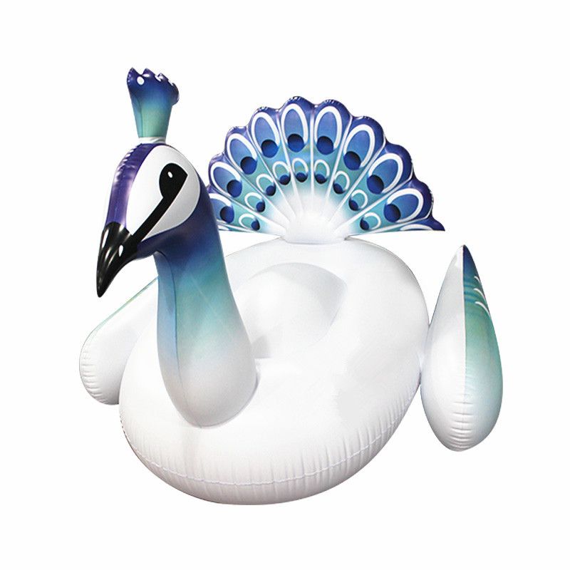Flotador inflable de pavo real azul para piscina, ideal para niños y adultos (PVC resistente, 150 cm, asiento y asas cómodos, fácil de inflar)_voghion.com