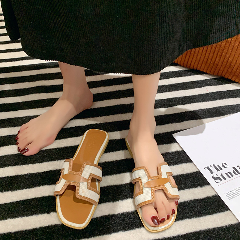 Retro Denim farblich passende Hausschuhe Damen Sommer Oberbekleidung 2023 neue Netz rote Ins Strandschuhe lässige Sandalen_voghion.com