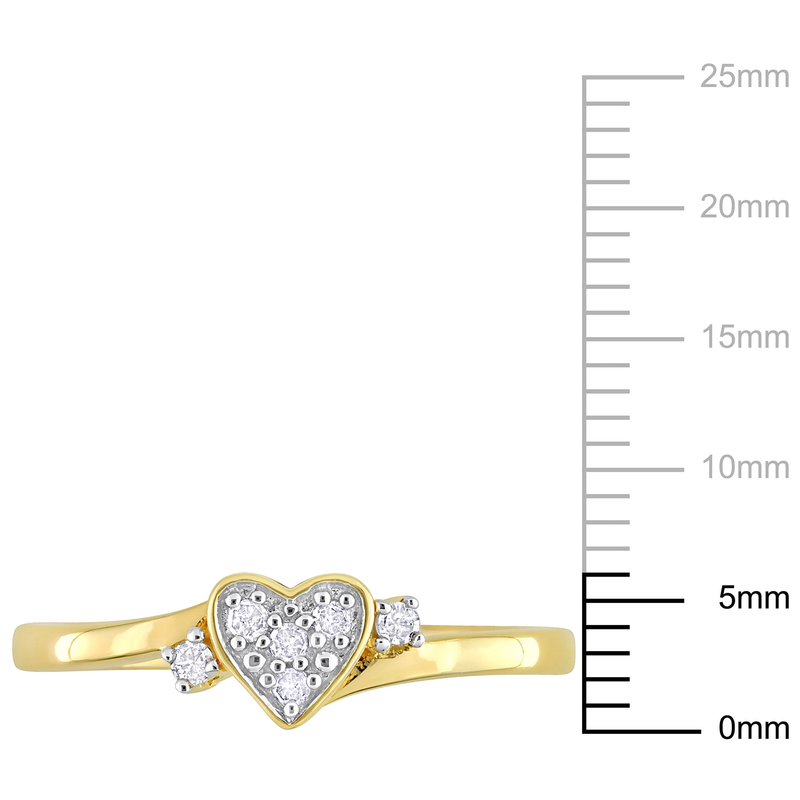 Miabella Women's 1/10 Carat T.W. Diamond Yellow Gold Flash Plated Sterling Sier Clustered Heart Ring_voghion.com