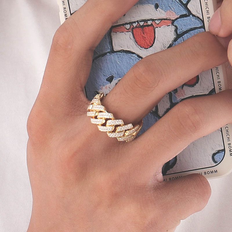 Hip-Hop Personality Moissanite Fashion Light Luxury High-End Cuban Style Men's Ring_voghion.com