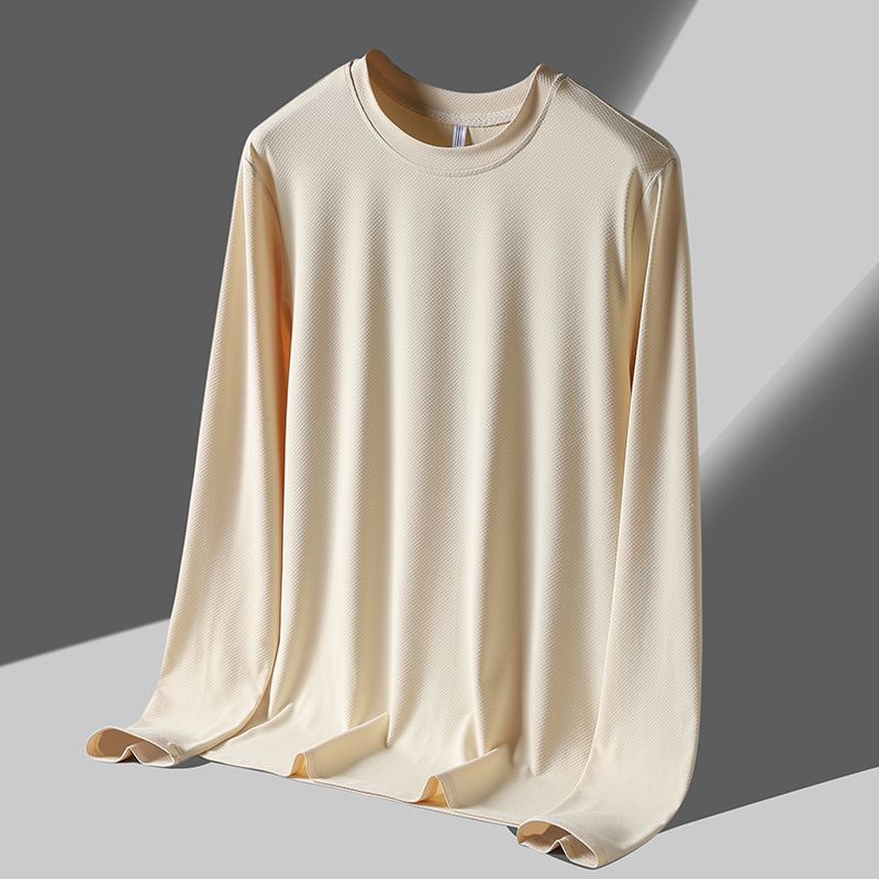 Maglietta a maniche lunghe in jacquard morbida e traspirante per uomo, sottile seta ghiacciata estiva, asciugatura rapida, sole_voghion.com