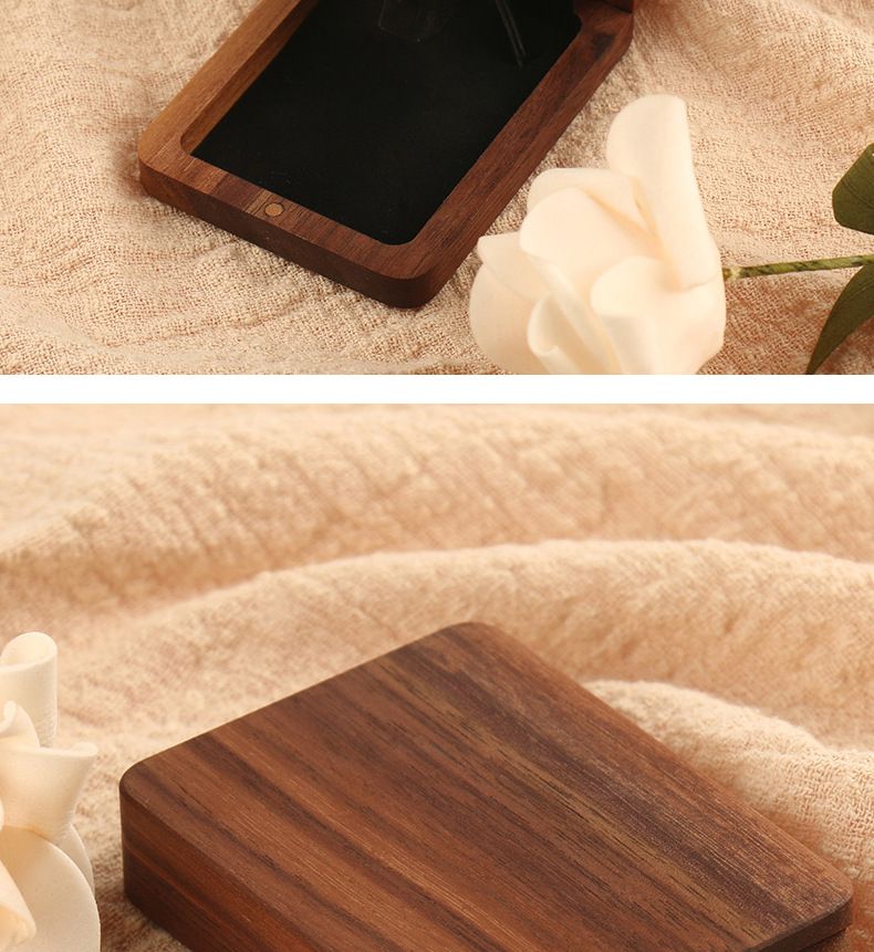 Scatola portaoggetti nera per orecchini, espositore per gioielli in legno massello di noce, regalo_voghion.com