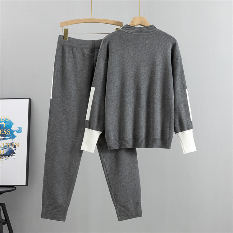 large size fashion temperament suits for women in spring and autumn new casual knitted two-piece suits_voghion.com