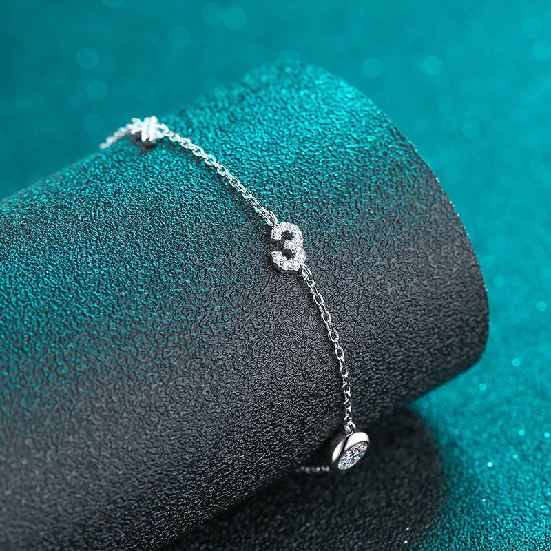 Bracciale in argento sterling da donna con manipolo in mosonite 1314 placcato con piccolo regalo fresco PT950_voghion.com