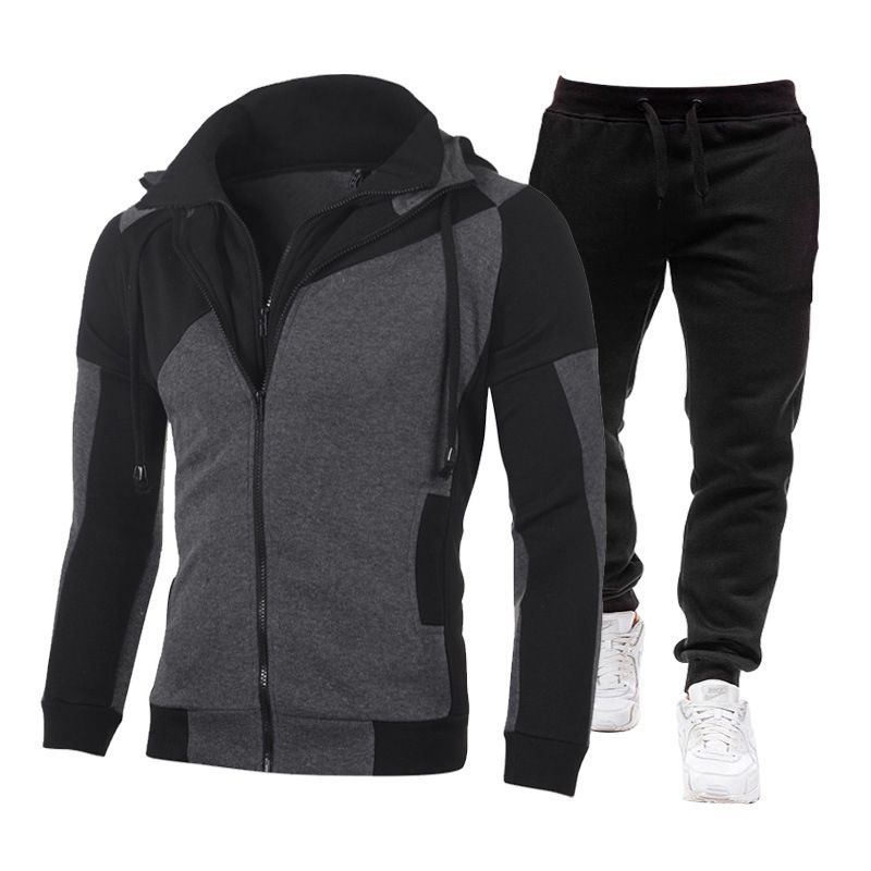 Pantaloni sportivi autunnali e invernali da uomo, casual, a maniche lunghe, due pezzi, con cappuccio, sportivi, esplosivi, da uomo_voghion.com