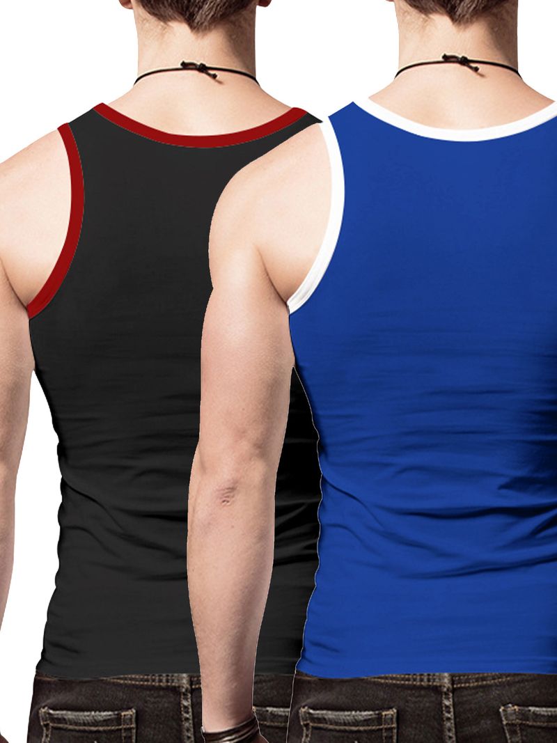 24 Cross-border Summer Men's Vest Ice Silk Solid Color New Sleeveless Breathable Tight Casual Sports Vest 2-piece Set_voghion.com