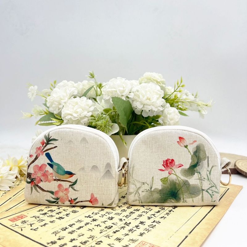 Digital Printed Zipper Coin Purse Shell Clutch Storage Key Small Bag Handmade Fabric Wallet Card Holder_voghion.com