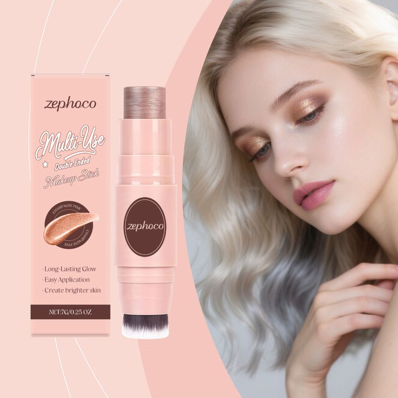 Zephoco Champagnerrosa Doppelseitiger Stift für das tägliche Make-up in der Atmosphäre, natürliche Farbe, langanhaltend, feuchtigkeitsspendend, trocknet nicht aus_voghion.com
