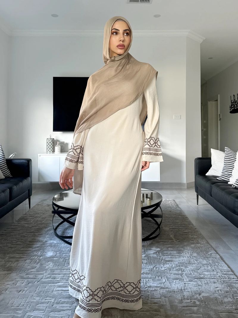 Ženska odjeća Bliskog istoka Robe Butik Vez Moda Kardigan s resicama i muslimanska haljina_voghion.com