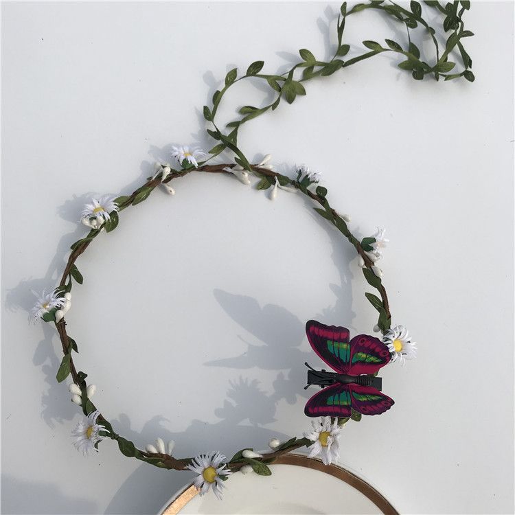 Copricapo da sposa in stile foresta coreano, ghirlanda di fiori, piccola margherita, accessorio in rattan a doppio strato, anello per capelli, fotografia_voghion.com