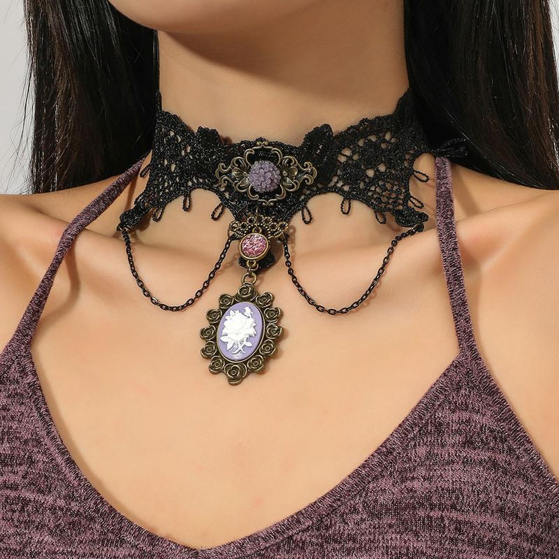 Nuova collana in pizzo in stile coreano per donna, semplice collana corta alla moda, versatile girocollo decorativo da sposa_voghion.com