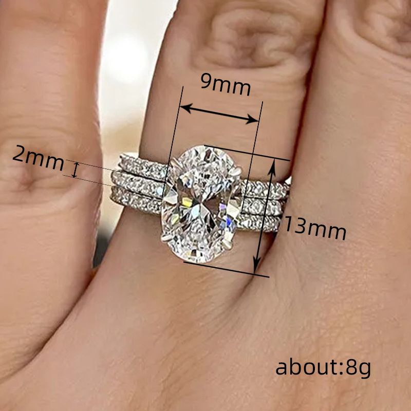 Cao Shis lyxiga tre set bröllopsförlovning geometriska smycken Mode och elegans Super gnistrande ring_voghion.com