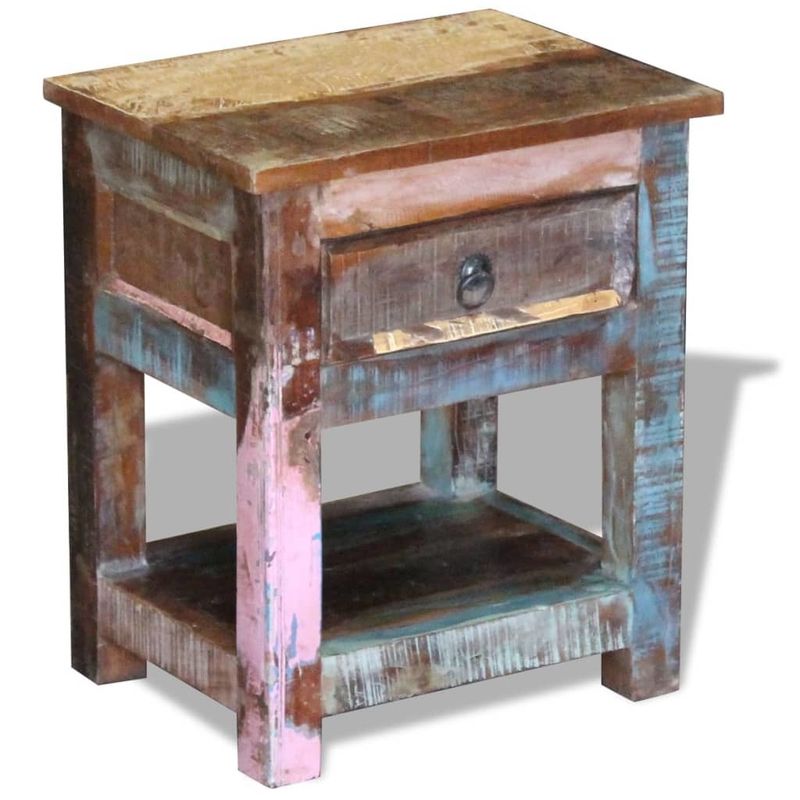 Side Table with 1 Drawer Solid Reclaimed Wood 17"x13"x20"_voghion.com