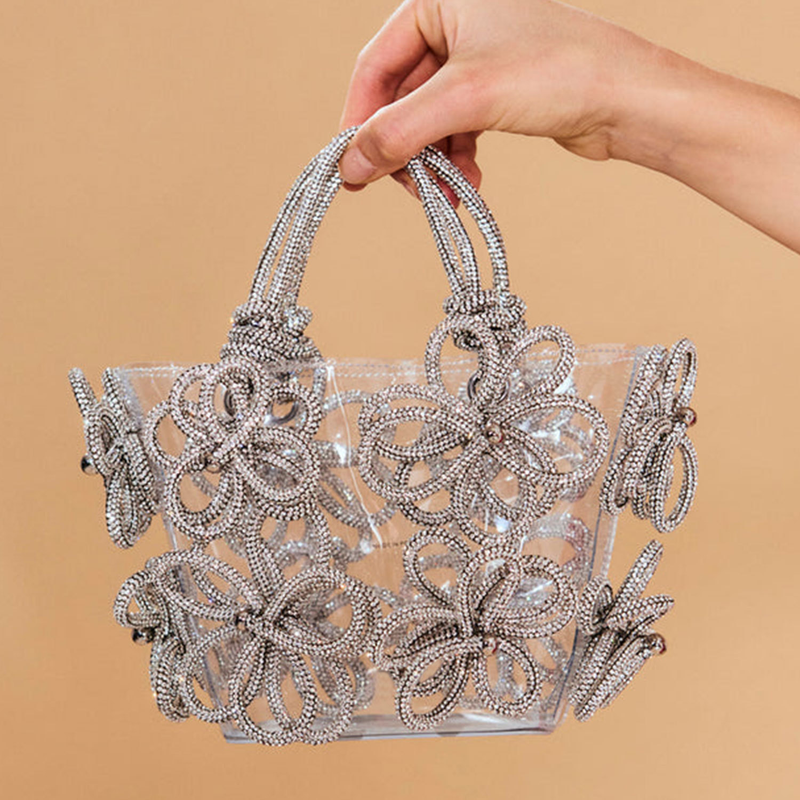 Women's Bags Bring Diamond StuddedFairy Bags Super Flash Rhinestone Flower Bucket Bags Vegetable Basket Handbags_voghion.com