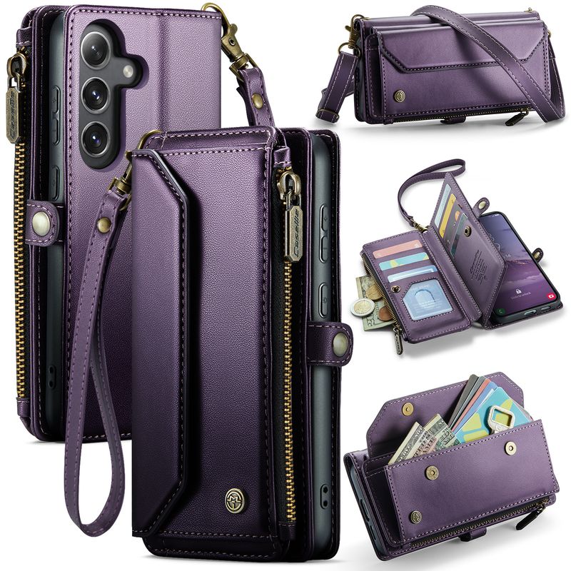 TechGlobe Crossbody-Handyhülle ZFold6 mit Reißverschluss, A56 Flip-Multifunktions-Lederhülle – passend für Samsung S25edge._voghion.com