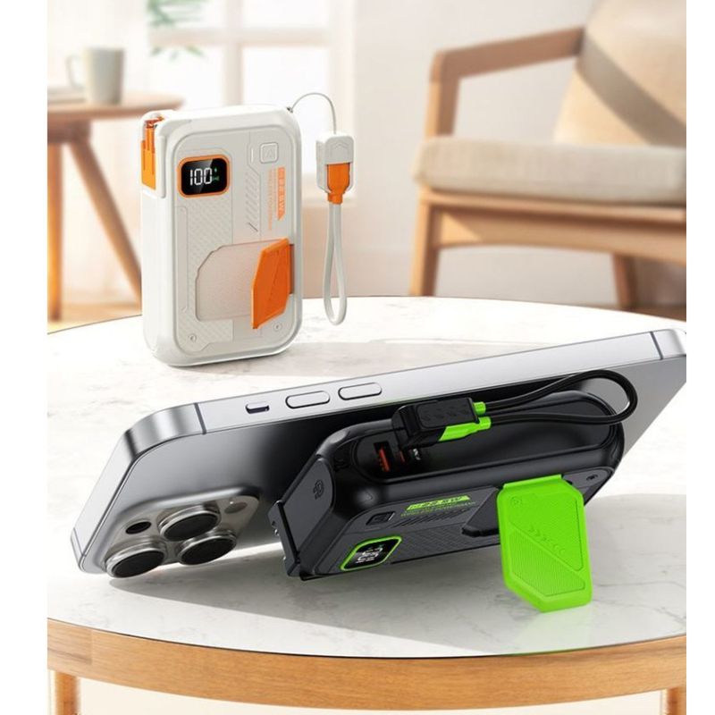 3C Certified Wireless Power Bank With AC Plug, Magnetic, Built-in Cable, Compact And Portable, Airplane Safe_voghion.com