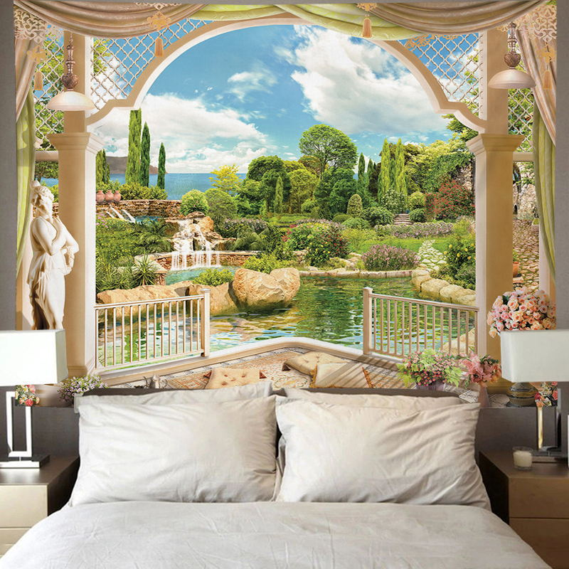 Peinture murale, impression numérique, tissu de fond, tissu suspendu pour chambre à coucher, tapisserie, chevet de style fenêtre_voghion.com