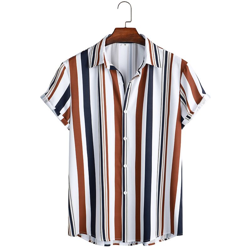 Men's Clothing Summer New Striped Shirt Men's Casual Shirt Short Sleeve Shopify_voghion.com