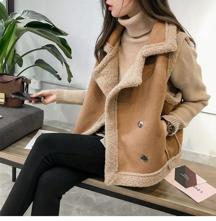 2024 Herbst/Winter Neue Camry Schulter Lamm Wolle Weste Damen Tank Top Mantel Fett mm Große Lose Wildleder Samt Clip_voghion.com
