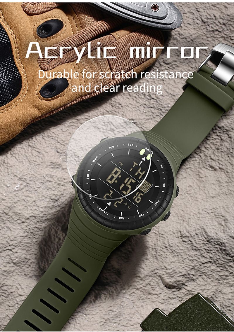 Large Dial Digital Sports Watch With Night Light, Waterproof, Alarm, Stopwatch, And Multi-Function Men Women Luminous Alarm Clock Multi Function Watch_voghion.com